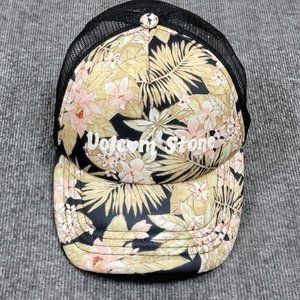 Volcom Stone Hat Mens One Size Black Tropical Mesh Snap Back Trucker Cap 6 Panel